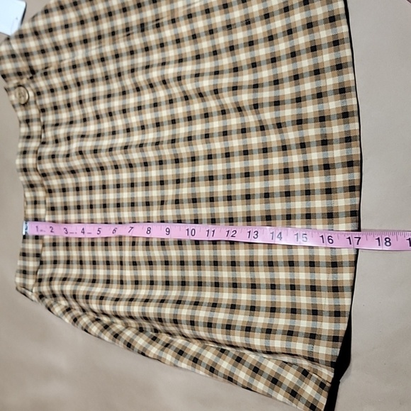 BP Size S Black Tan Cream Plaid Faux Wrap Button Front Mini Skirt, NEW with Tag - Picture 7 of 11